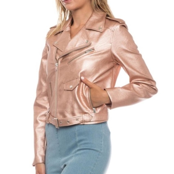 rose gold biker jacket